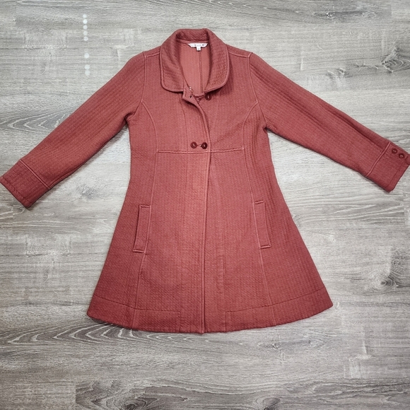 KLEEN Burnt Orange Soft Cotton Blend Button Down Coat Jacket Medium - Picture 2 of 14